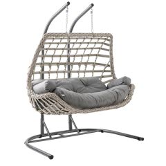 Capri Swing Cunda Çiftli Rattan Bahçe Salıncağı | Balkon Salıncağı
