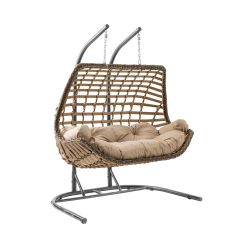 Capri Swing Cunda Çiftli Rattan Bahçe Salıncağı | Balkon Salıncağı