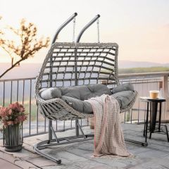 Capri Swing Cunda Çiftli Rattan Bahçe Salıncağı | Balkon Salıncağı