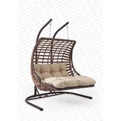 Capri Swing Bodrum Double Çiftli Rattan Bahçe Salıncağı